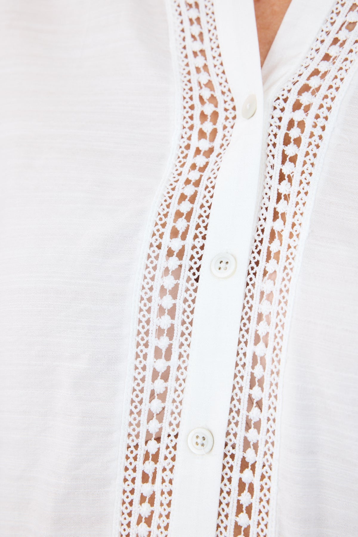 Langærmet Skjorte - Off White - Blondedetalje