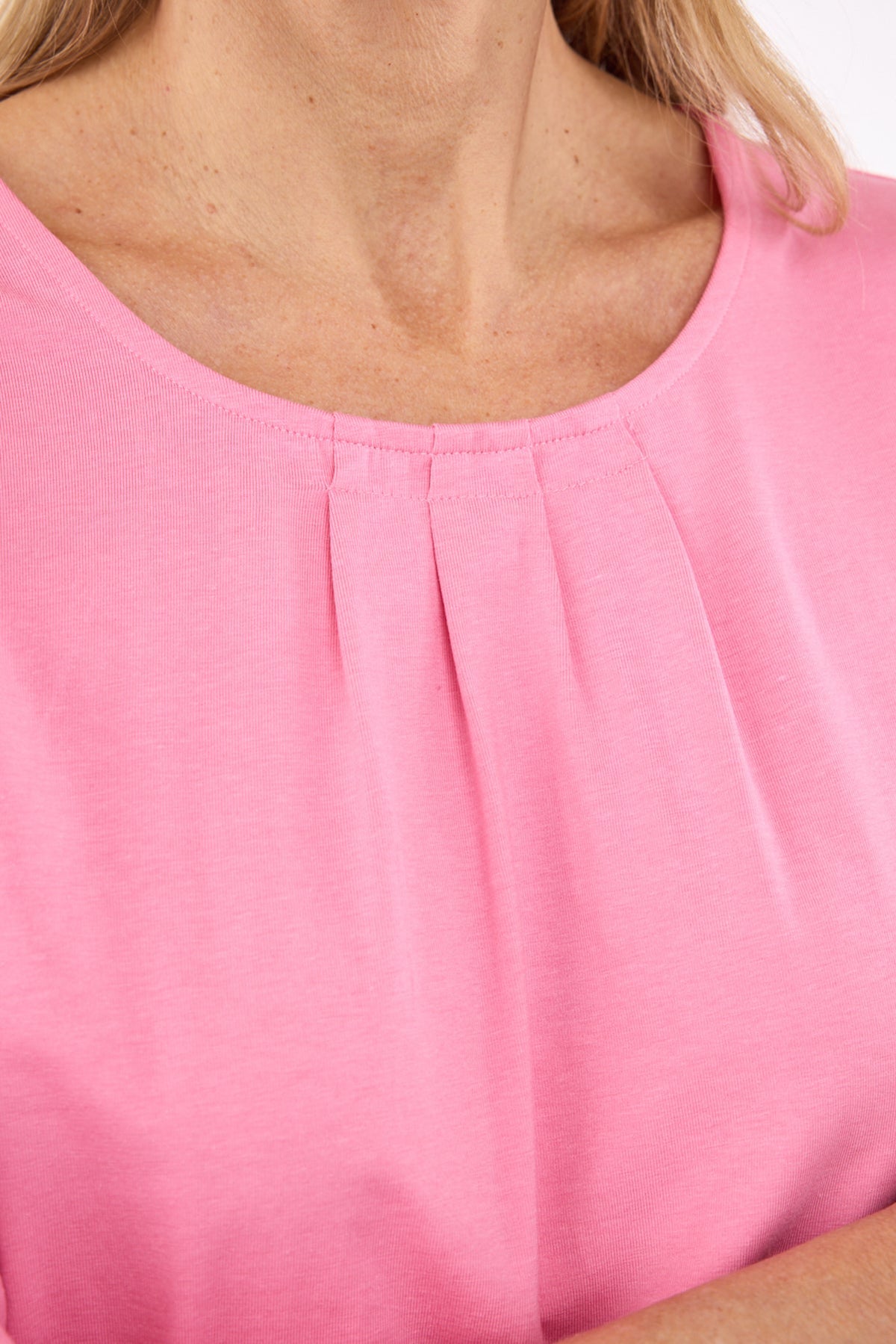Langærmet T-shirt - Pink - Elastik i Linning