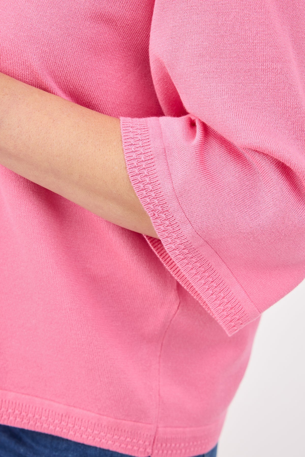 3/4 Ærmet Strik - Pink - Rund Hals