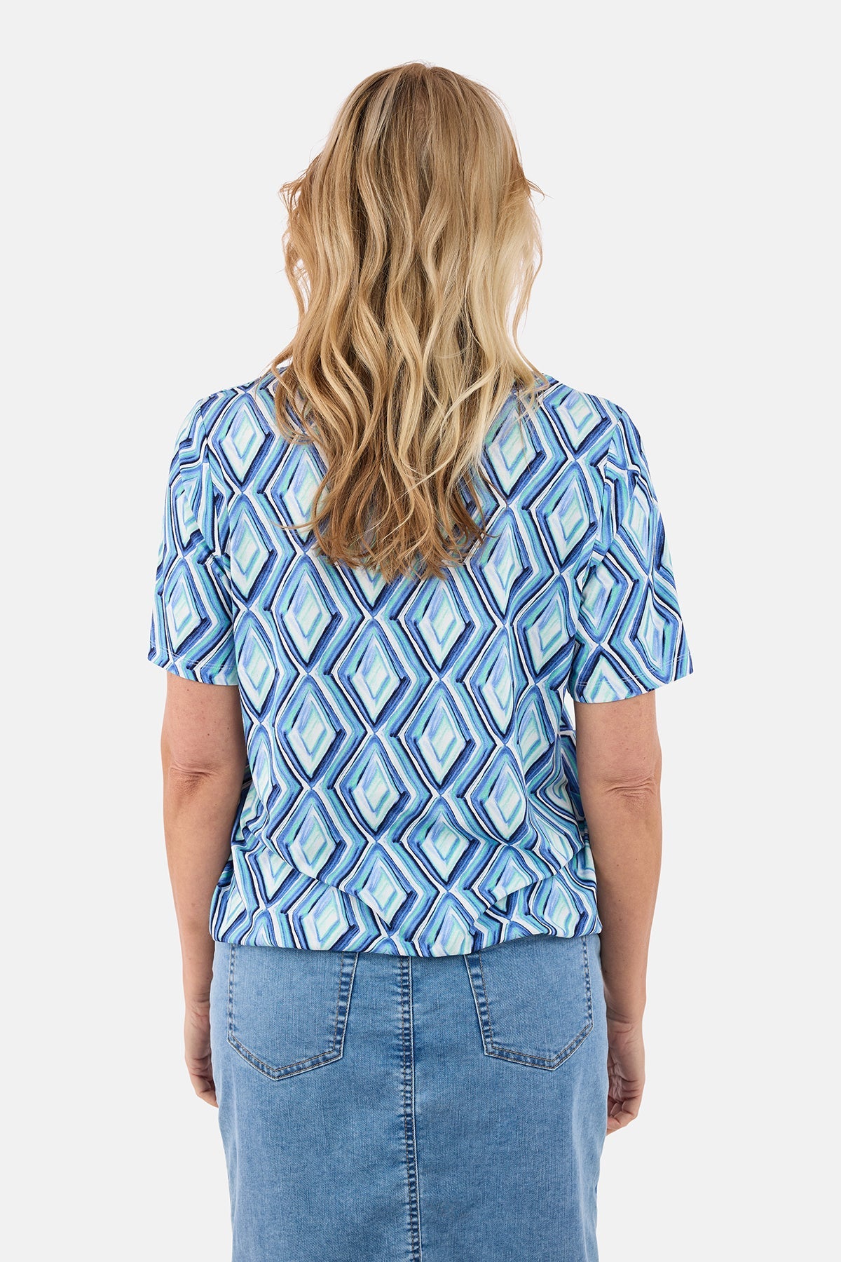 Kortærmet T-shirt - Blå Mix - V-Hals