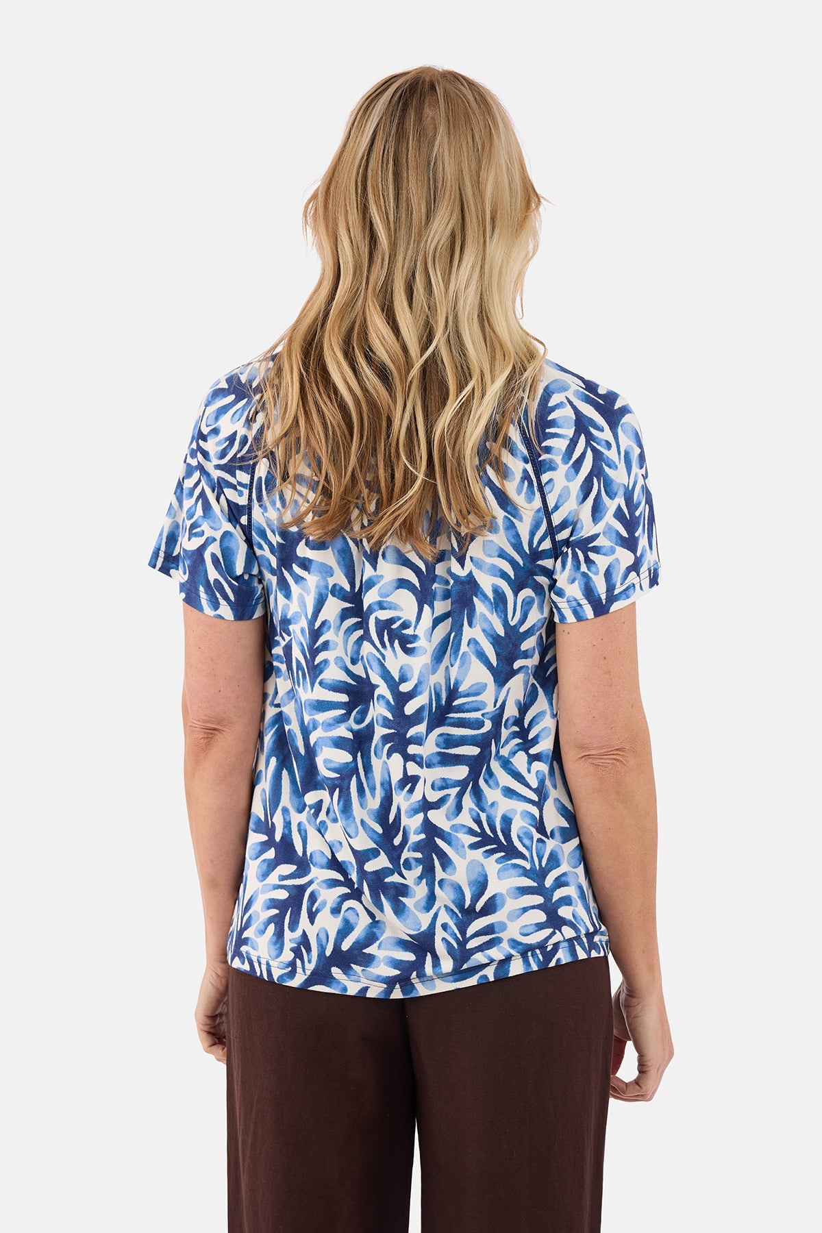 Kortærmet T-shirt - Blå Mix - Mønstret