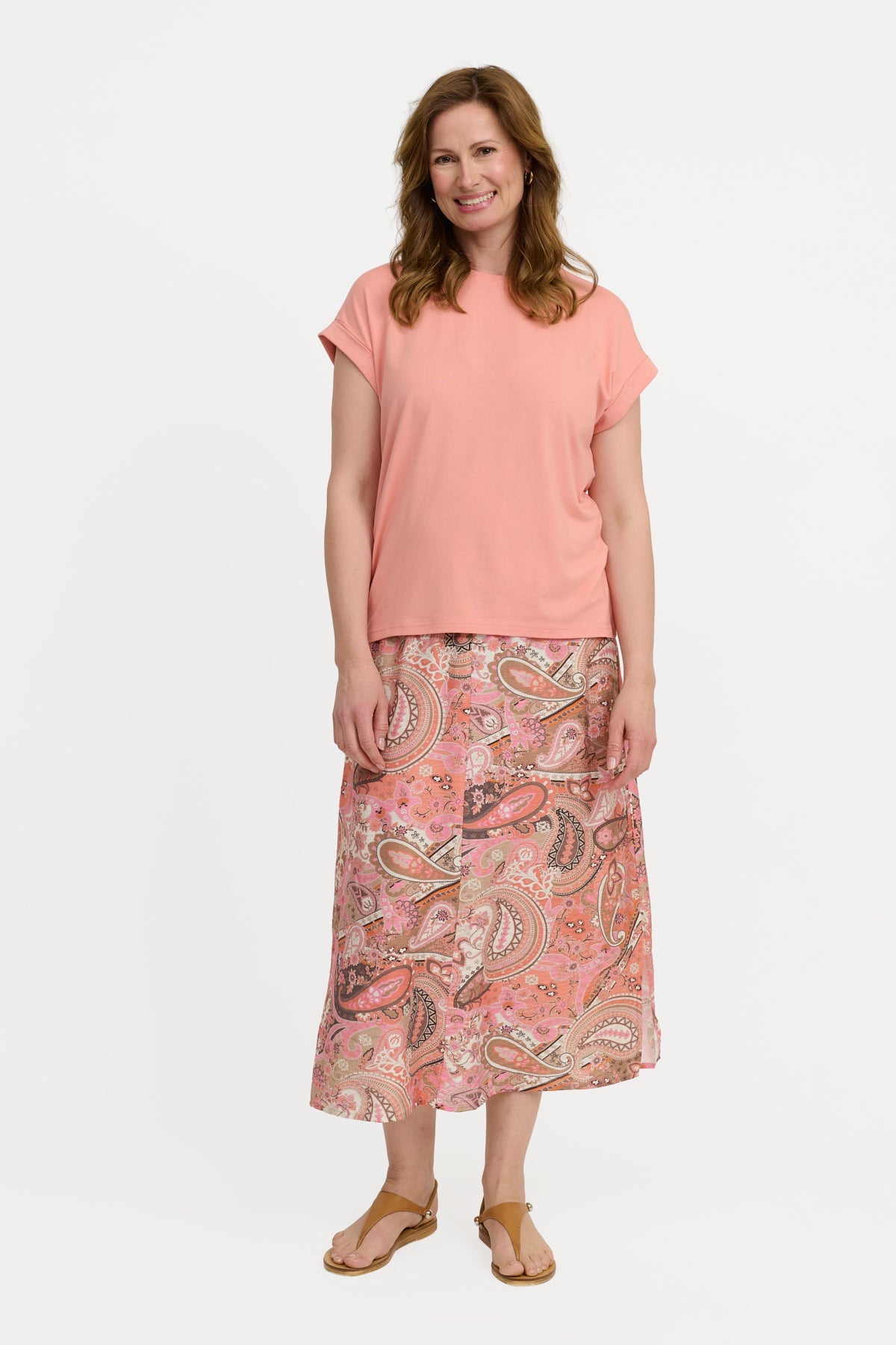 Nederdel - Koral - Paisleyprint