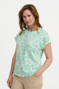 Kortærmet T-shirt - Mingrøn - Blomsterprint