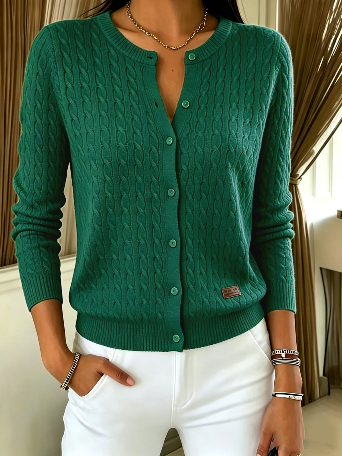 Tilde | Kabelstrikket cardigan med knap