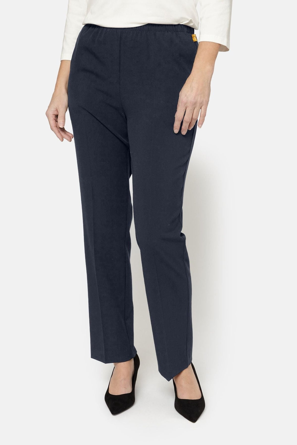 Anna Bukser - Navy - Regular Fit - Elastik i Taljen