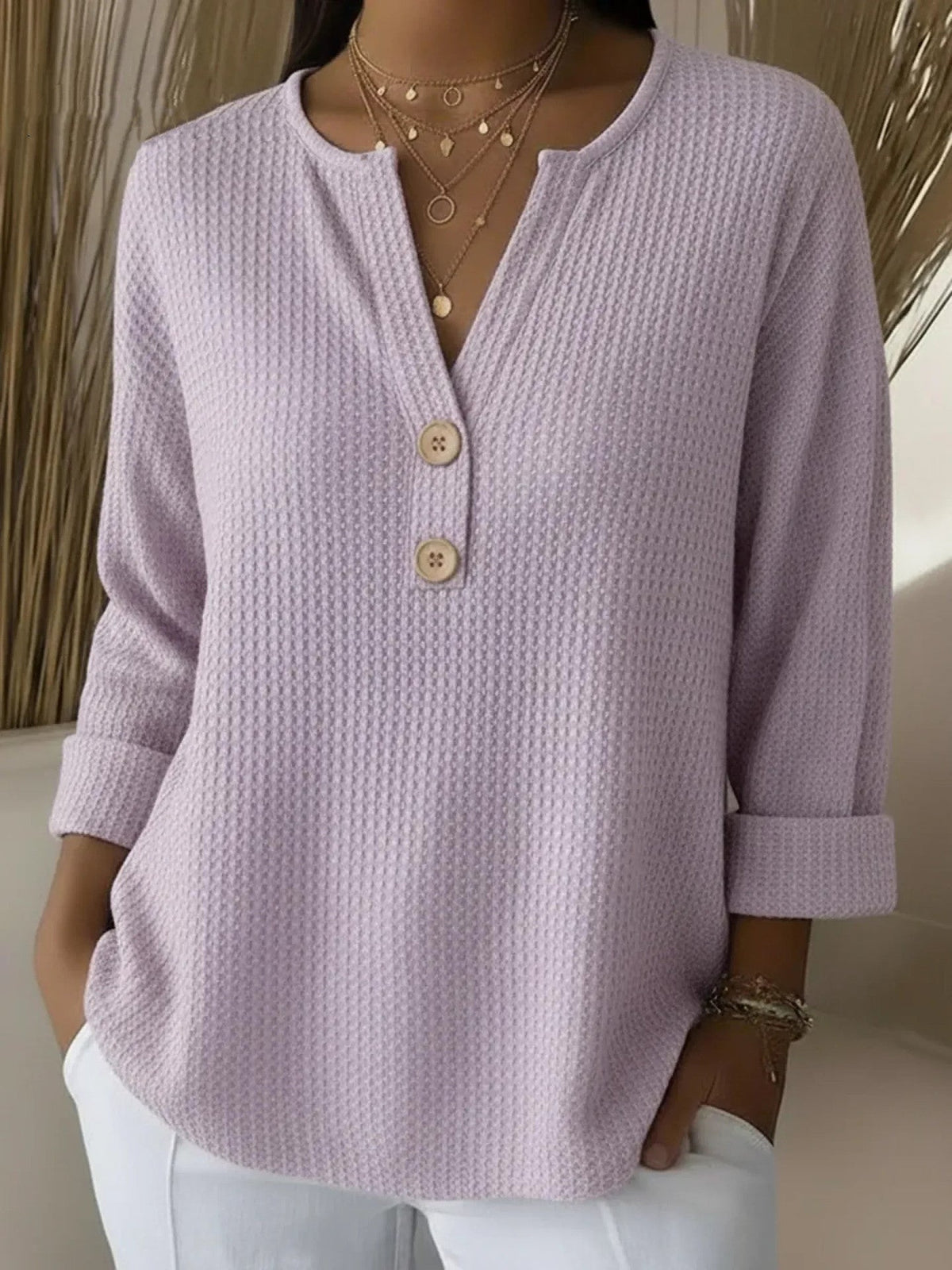 Astrid | Tekstureret henley-overdel