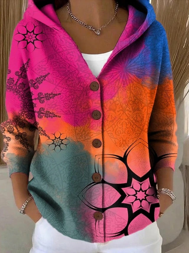 Johanne | Mønstret hættecardigan