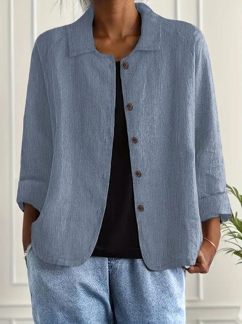 Wilhelmine | Let crinkle-skjortebluse med knapper