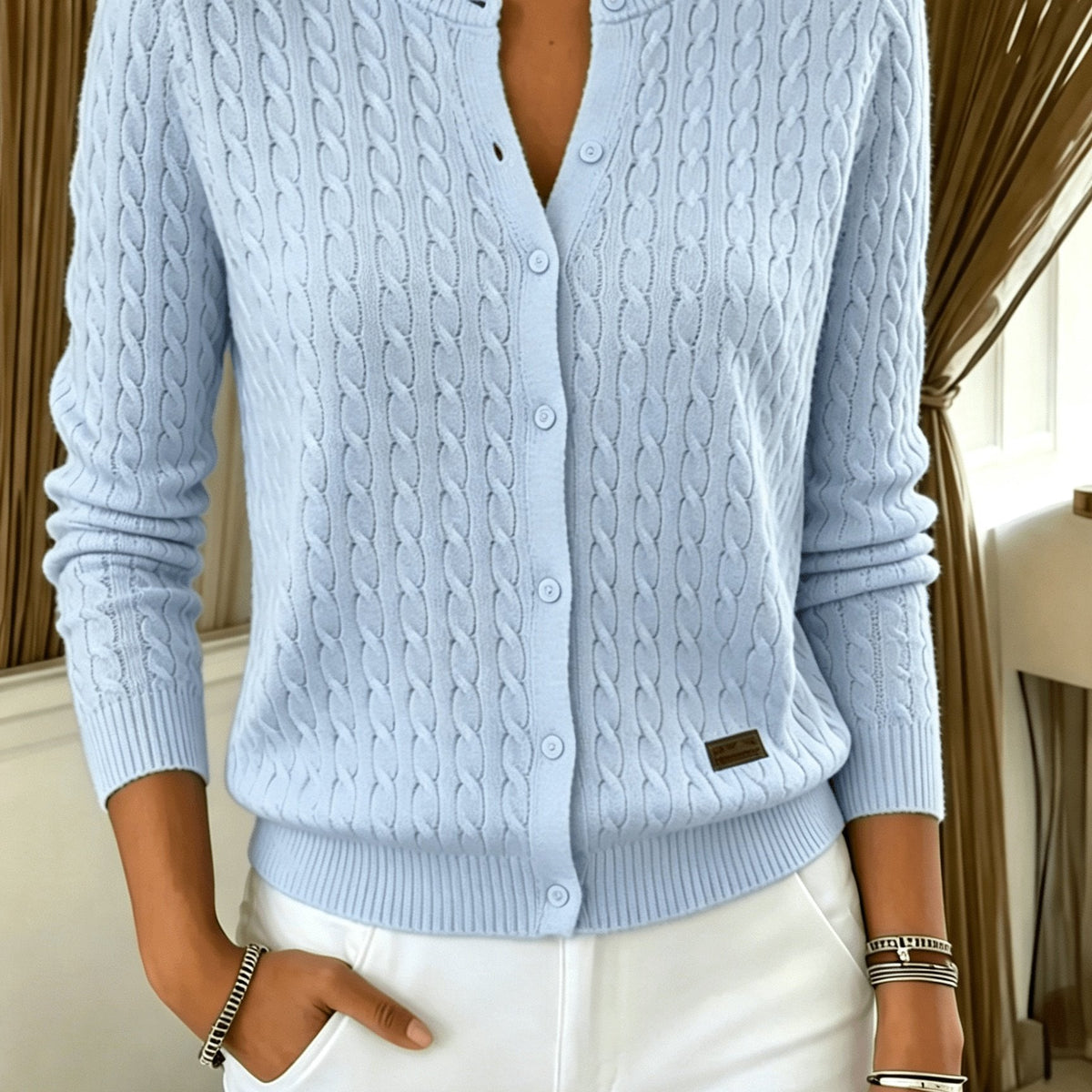 Tilde | Kabelstrikket cardigan med knap