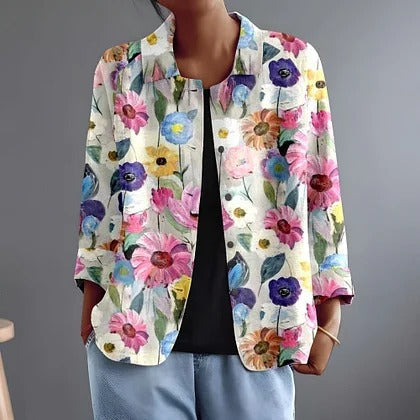 Rosamonde | Cremefarvet skjortebluse med blomsterprint