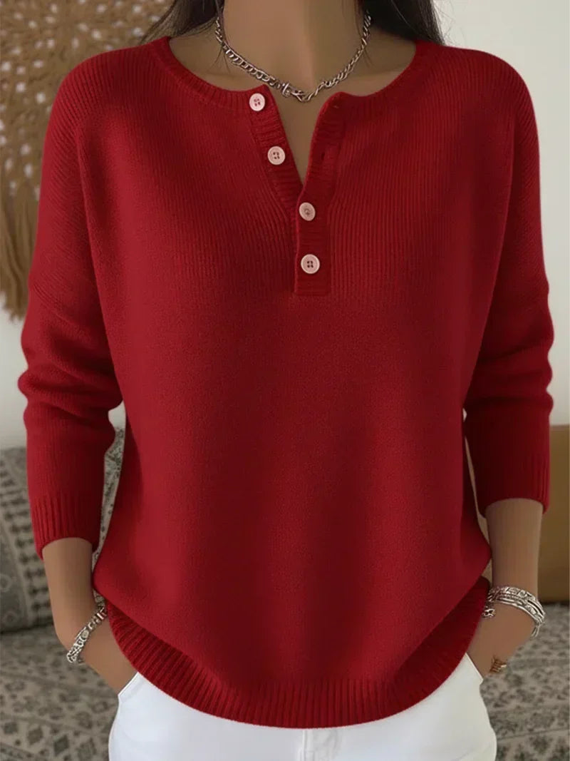Rosa | Henley-striktrøje med knapper