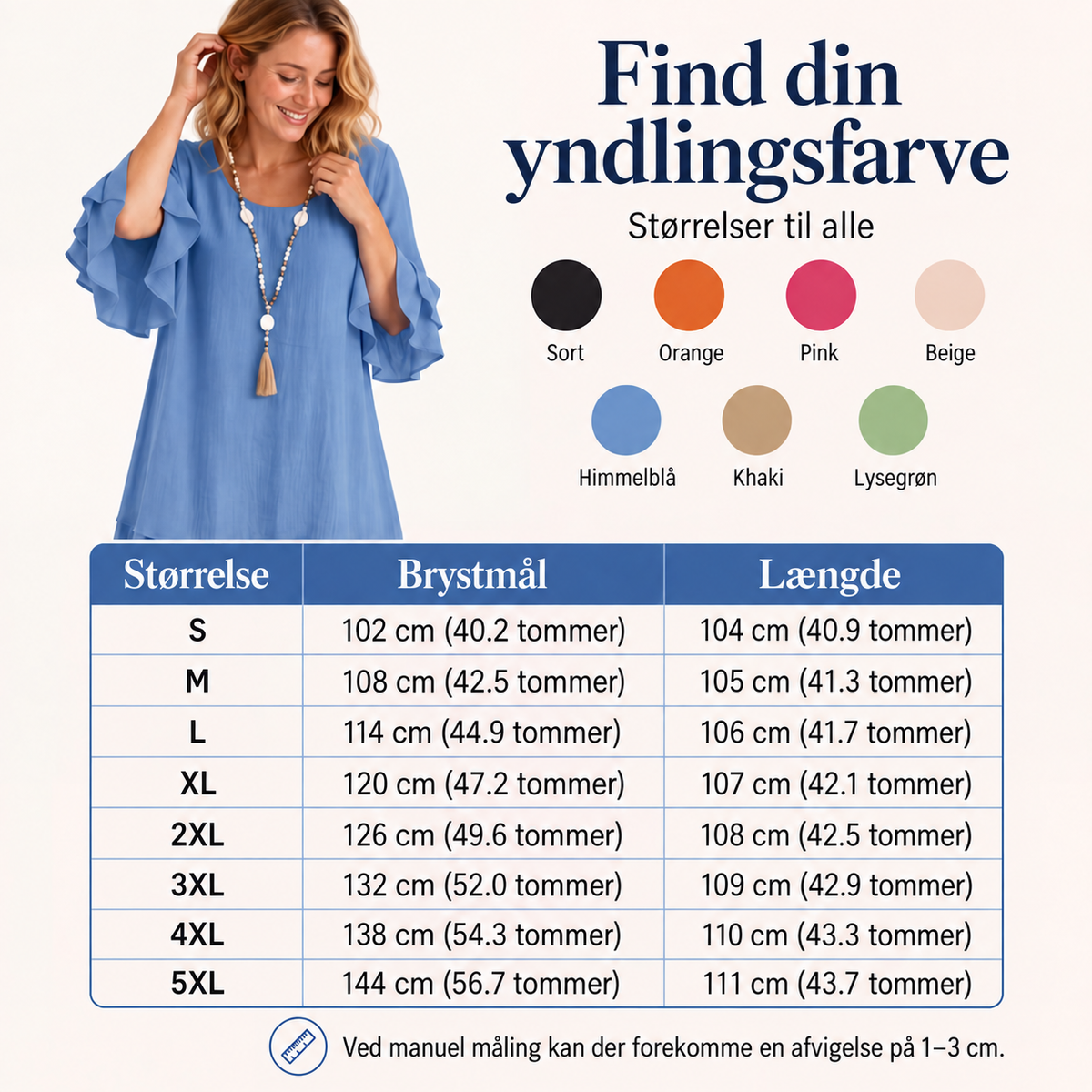 Sommerkjole – Farver og størrelsesguide