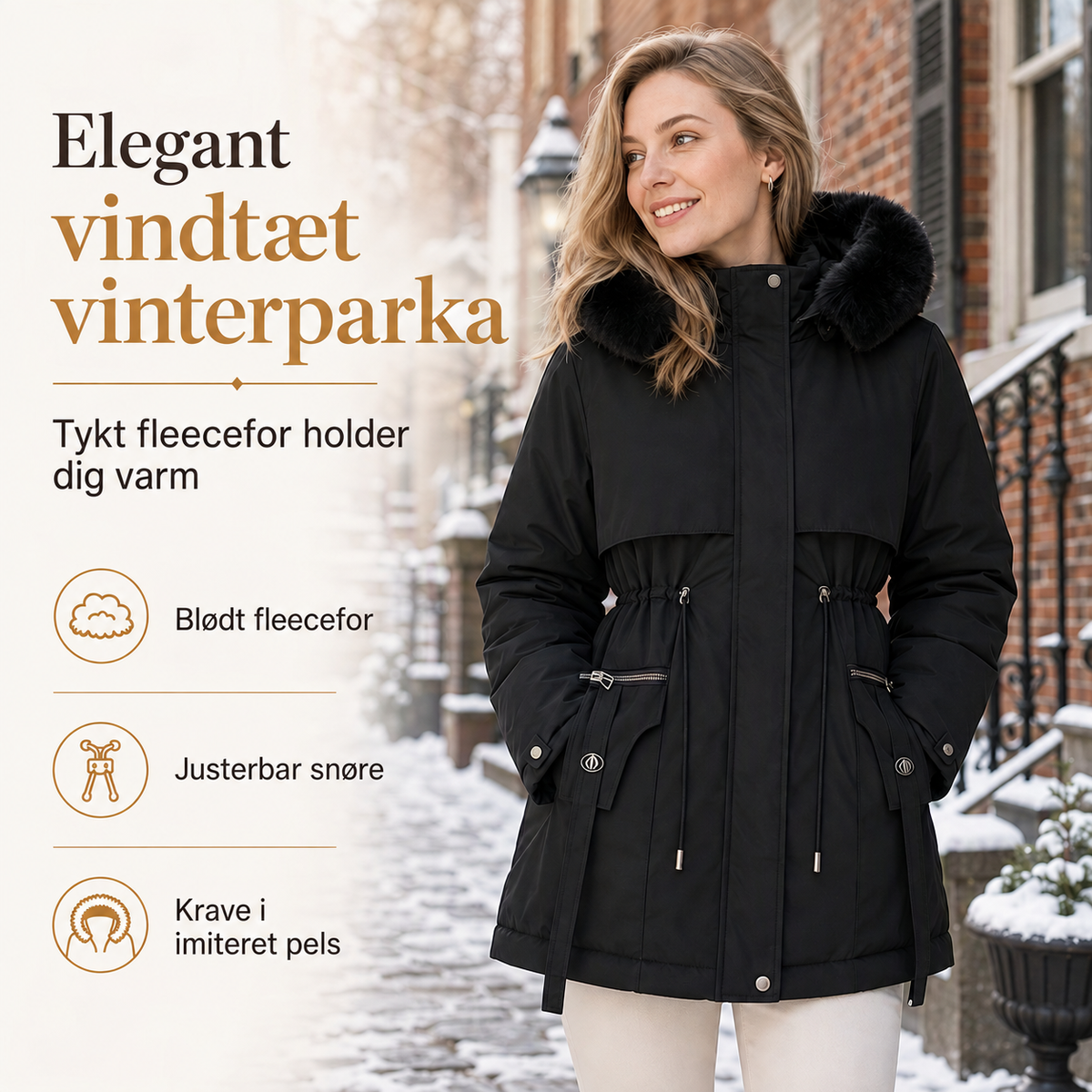 Elegant vindtæt vinterparka