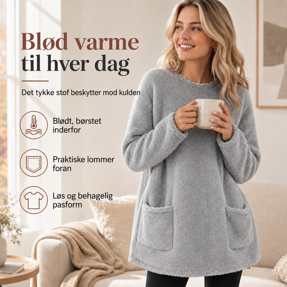 Varm damebluse – Blød varme til hver dag